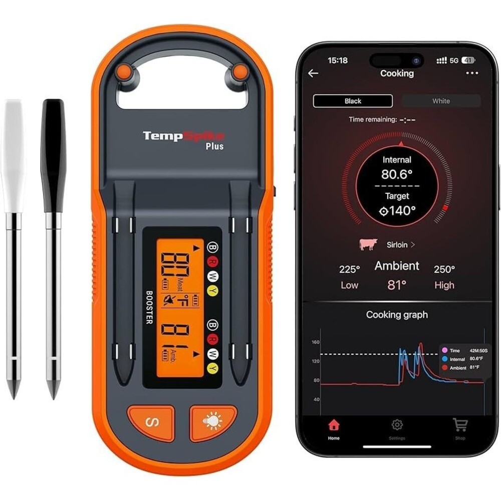 ThermoPro TempSpike Plus TP972 Twin Wireless Bluetooth Meat Thermometer BBQ Gril